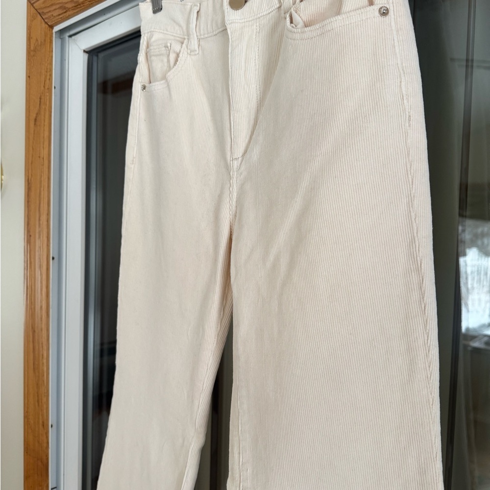 DL1961 Corduroy Patti Straight Leg High Rise Vintage Ankle Jeans, Ecru - Picture 3 of 7